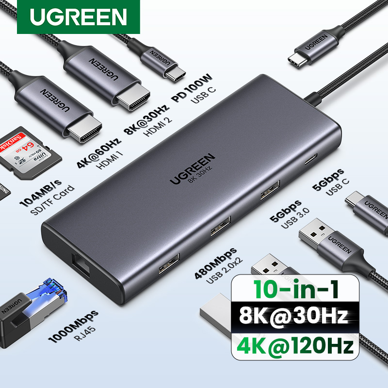 Usb C Dock Dual Hdmi 4K - UGREEN Podwójny koncentrator HDMI USB-C Adapter