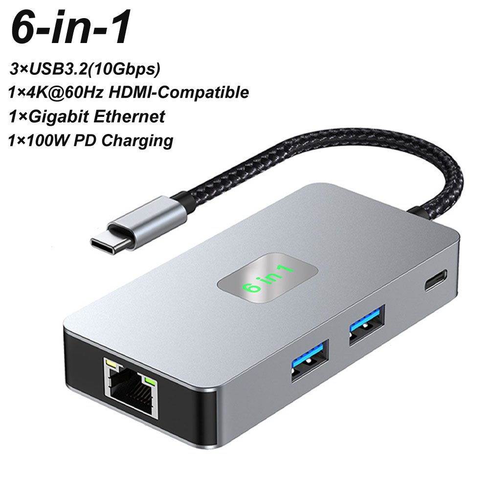 Usb C Dock With 100W Pd - Adapter USB-C 6-w-1, 100W PD, 4K