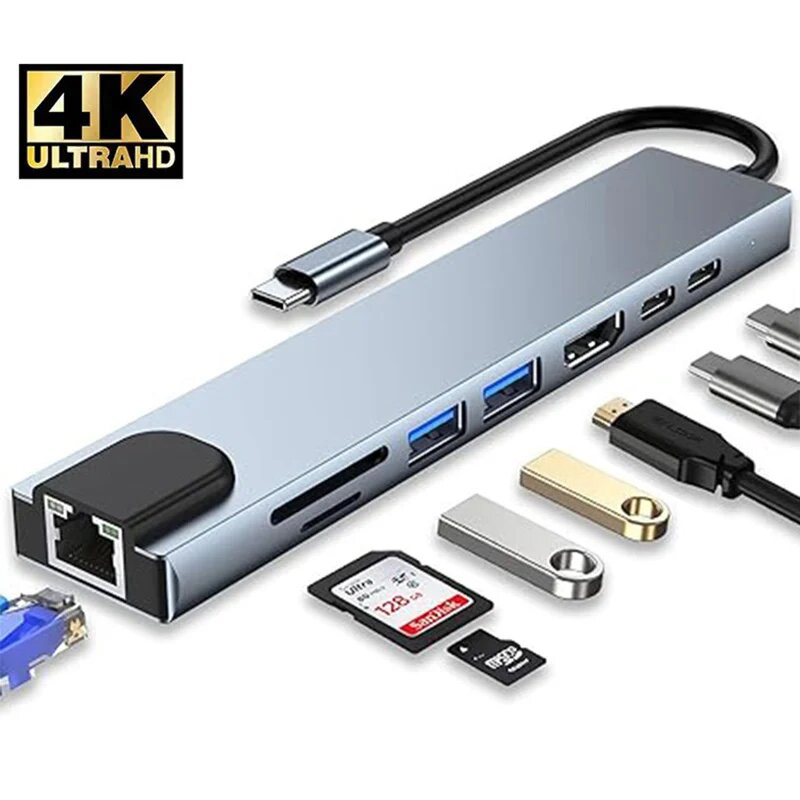 Usb C Hub Sd Card Reader 4K Hdmi - Koncentrator 8 w 1 USB typu