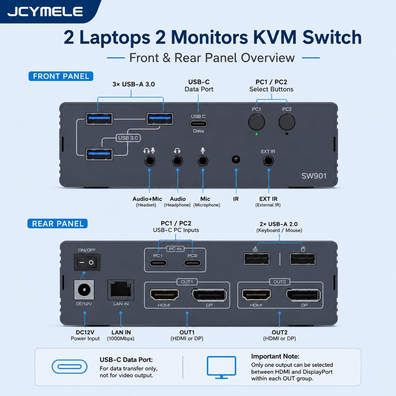 Docking Station Dual Monitor Dp Hdmi - Stacja dokująca KVM z podwójnym monitorem
