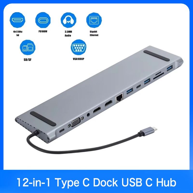 Usb C Hub Sd Card Reader 4K Hdmi - 12-w-1, hub USB-C, rozdzielacz 3.0, adapter