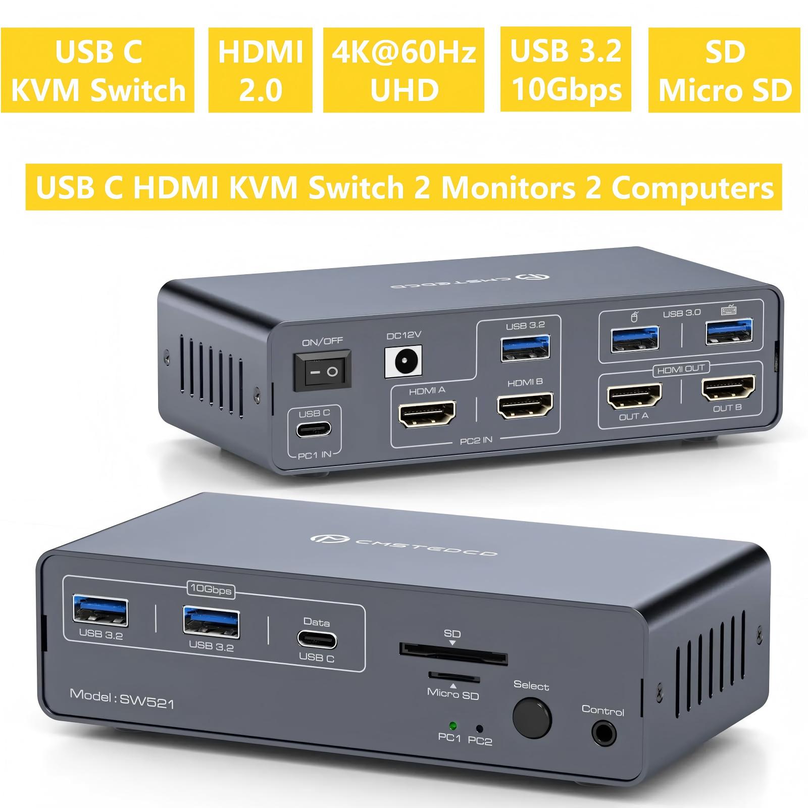 Docking Station Dual Monitor Dp Hdmi - Przełącznik KVM 2 monitory 2 komputery