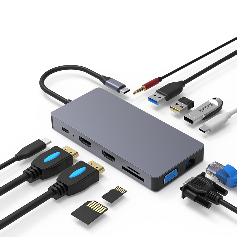 Usb C Hub 12 In 1 Triple Display - Stacja dokująca USB-C 12 w 1,