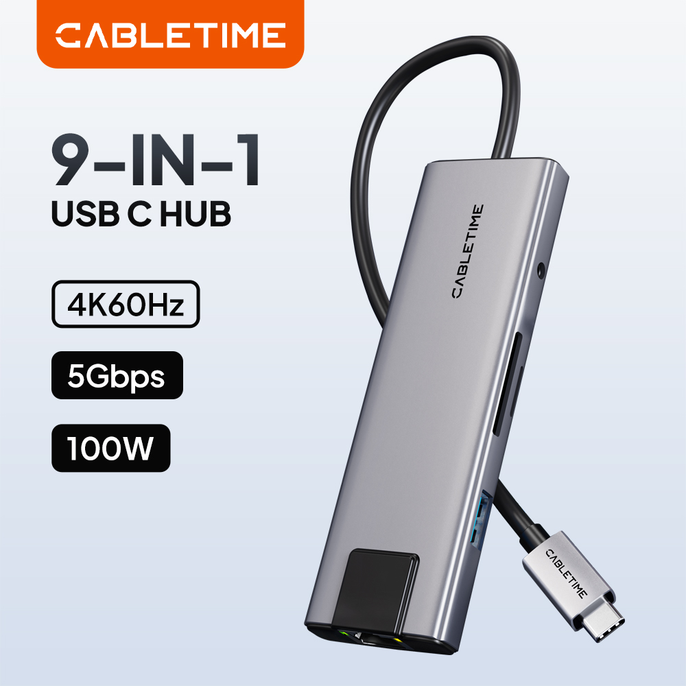 Usb C Hub Sd Card Reader 4K Hdmi - CABLETIME – wielofunkcyjny adapter USB-C 9