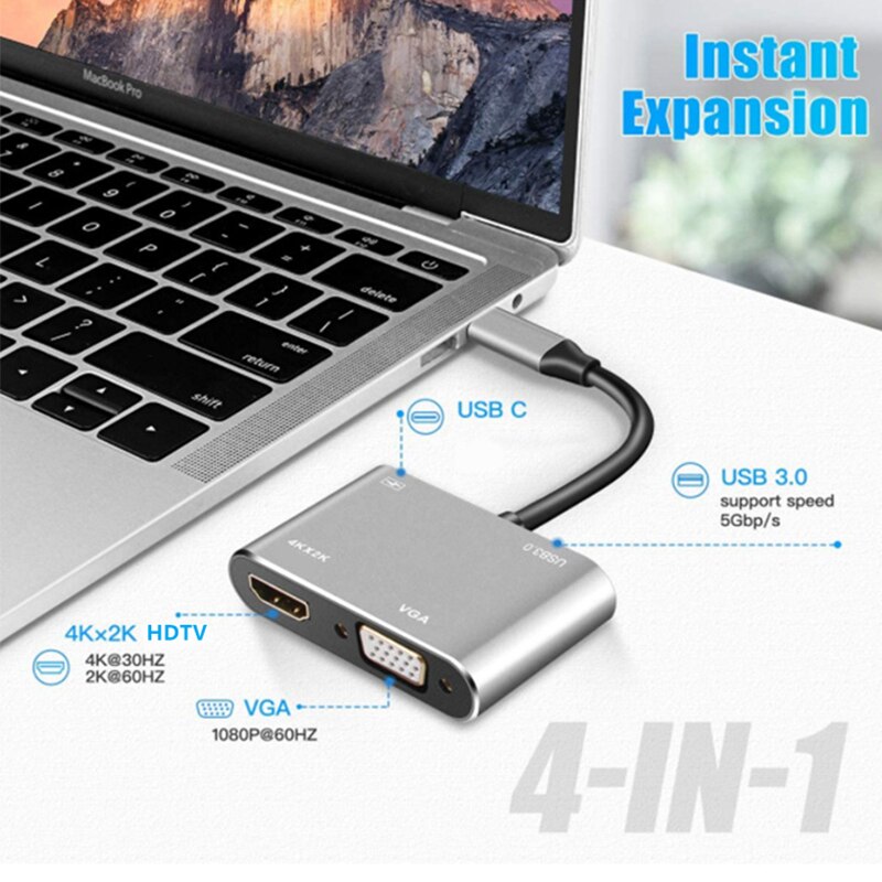 Adapter USB-C 4 w 1, Hub Multi – Docking Station For Macbook Pro recenzja i cena