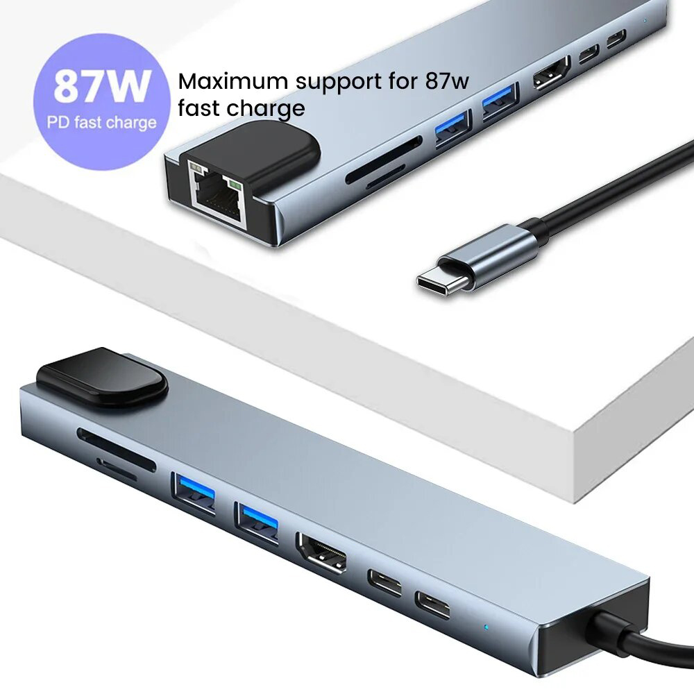 Koncentrator 8 w 1 USB typu C  – Usb C Hub Sd Card Reader 4K Hdmi recenzja i cena