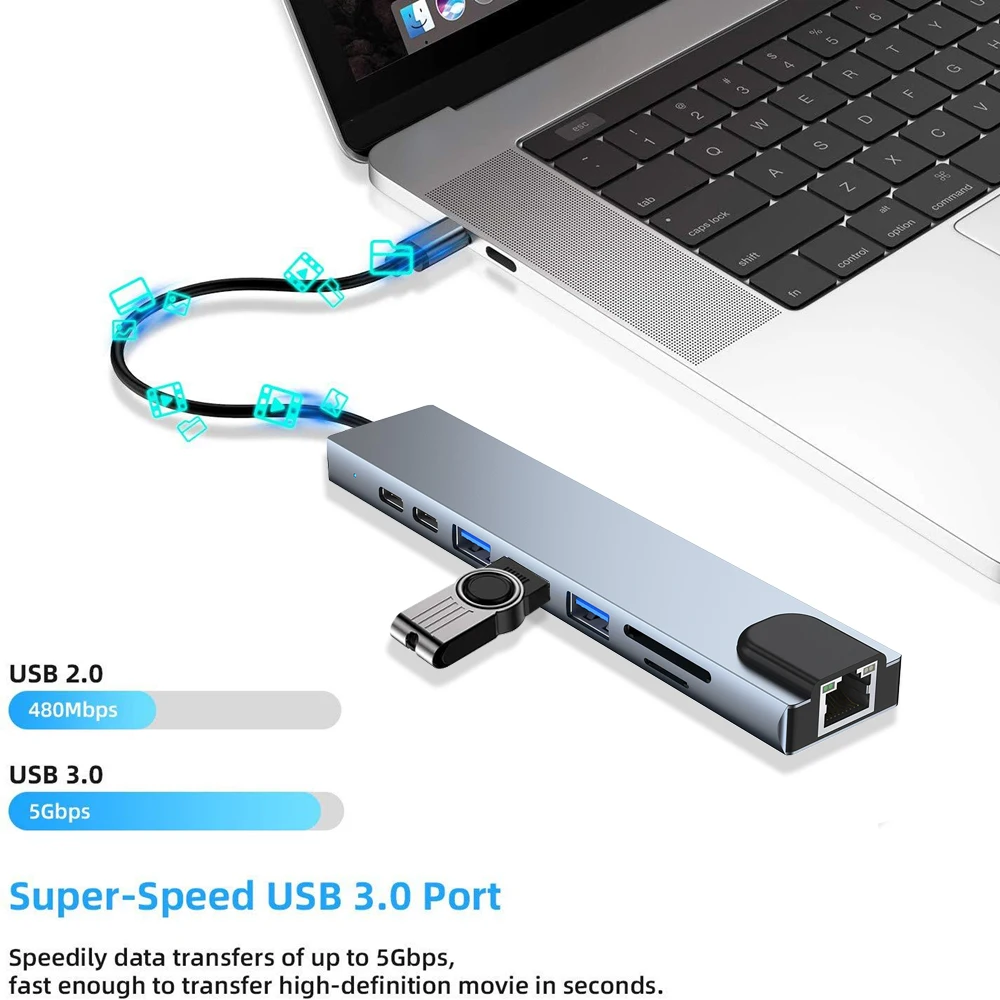 Koncentrator 8 w 1 USB typu C  – Usb C Hub Sd Card Reader 4K Hdmi recenzja i cena