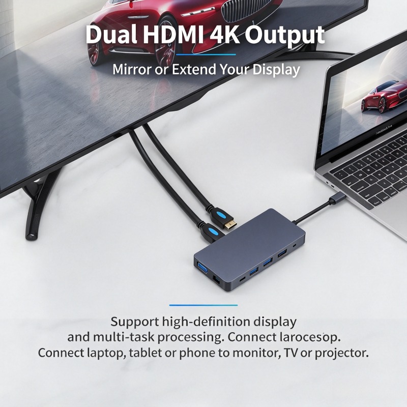 Stacja dokująca typu C, 12 w 1 – Usb C Hub 12 In 1 Triple Display recenzja i cena