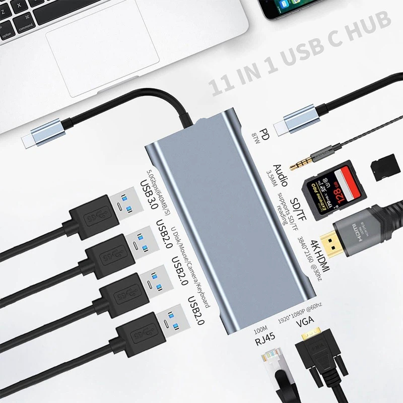 Stacja dokująca USB-C 11-w-1 z – Usb C Hub Sd Card Reader 4K Hdmi recenzja i cena