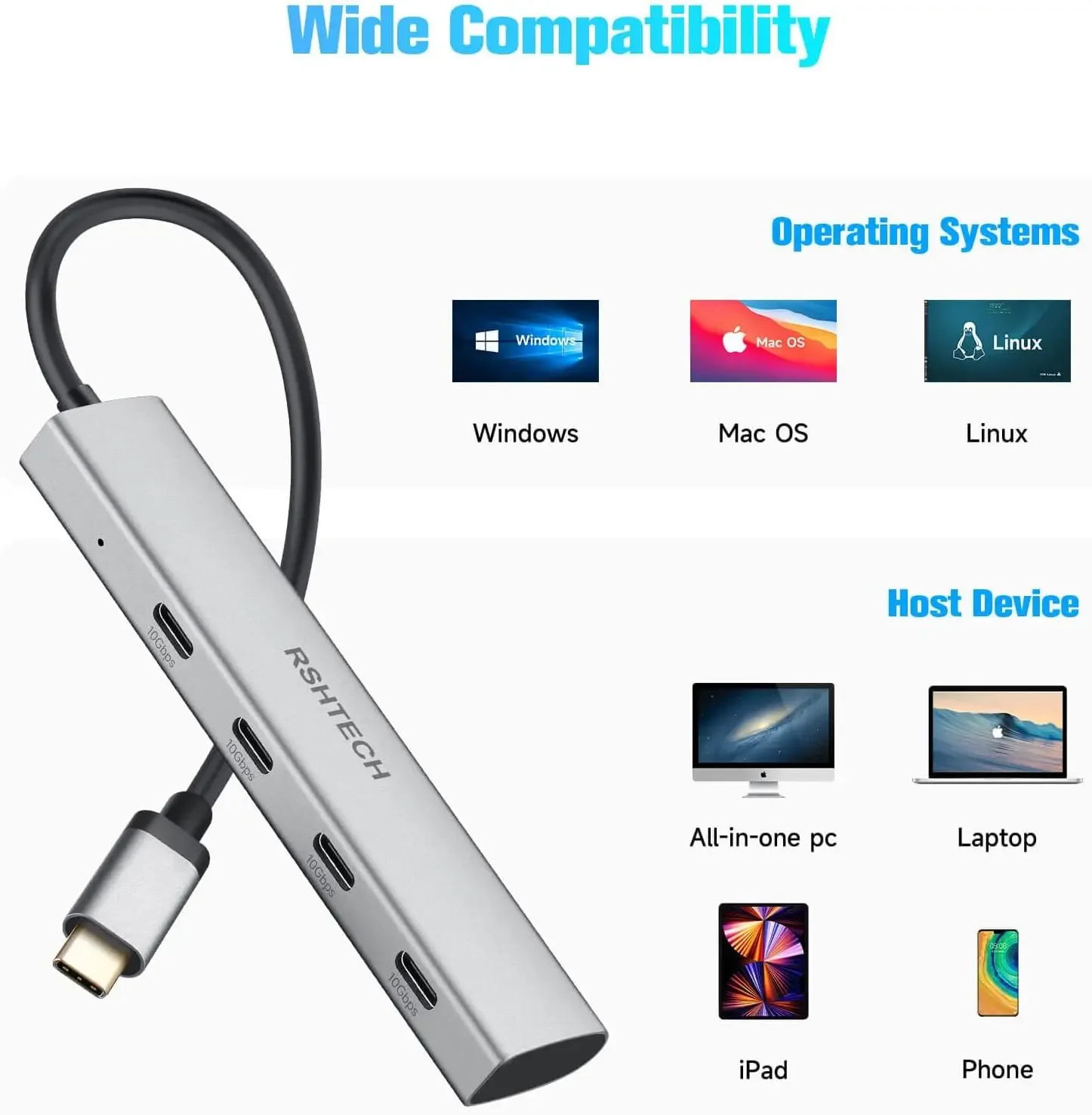 RSHTECH Hub USB-C USB 3.2 Hub  – Docking Station Thunderbolt 4 recenzja i cena
