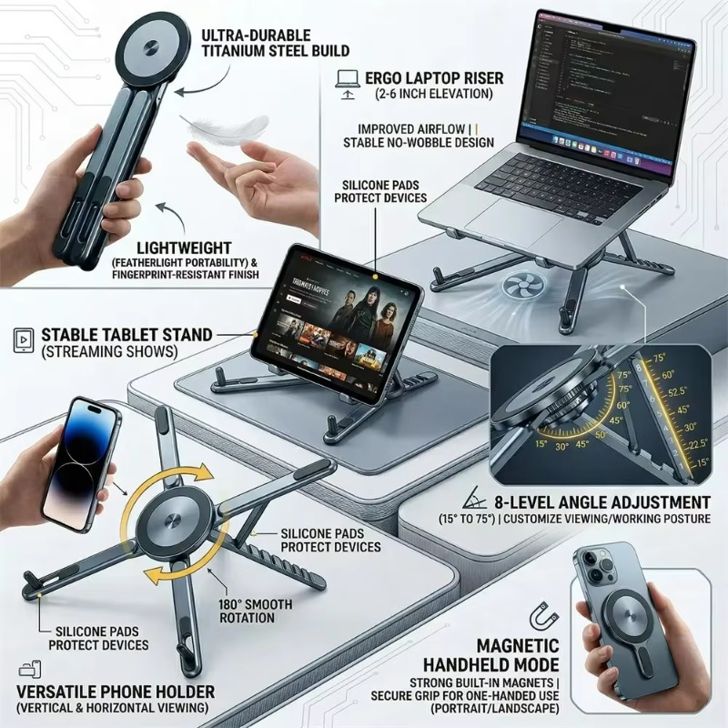 Przenośny, magnetyczny uchwyt  – Laptop Stand Dock Aluminum recenzja i cena