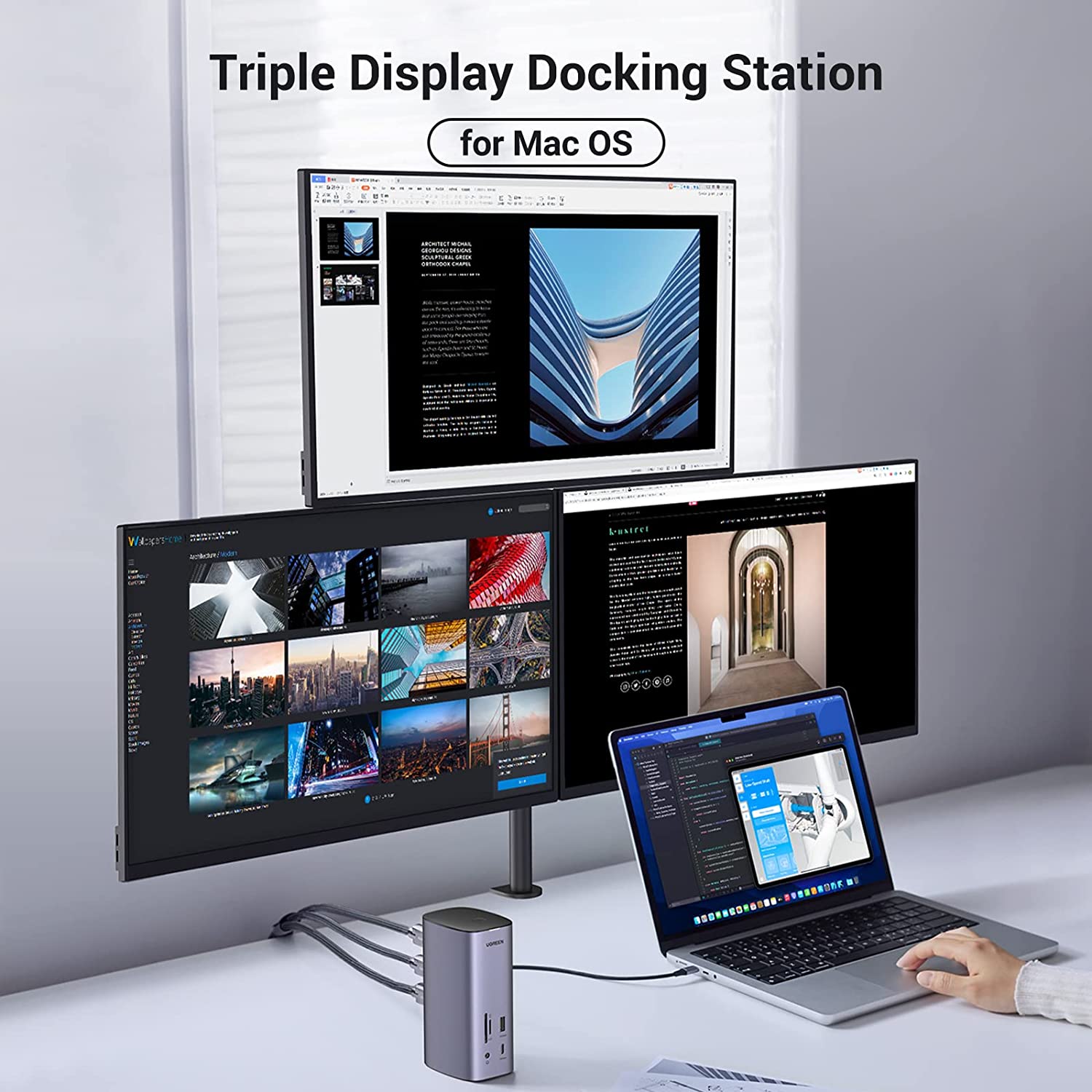 Stacja dokująca MAF UGREEN CM5 – Usb C Hub 12 In 1 Triple Display recenzja i cena