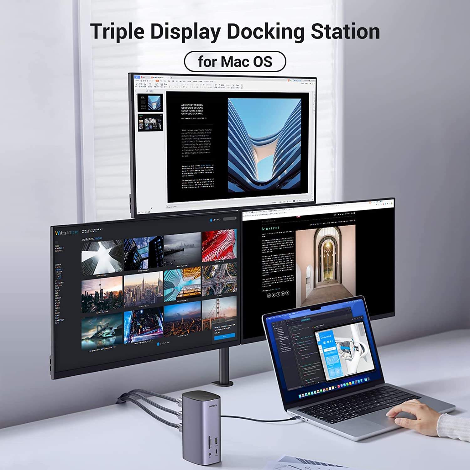 UGREEN CM555 Stacja Dokująca 1 – Usb C Hub 12 In 1 Triple Display recenzja i cena