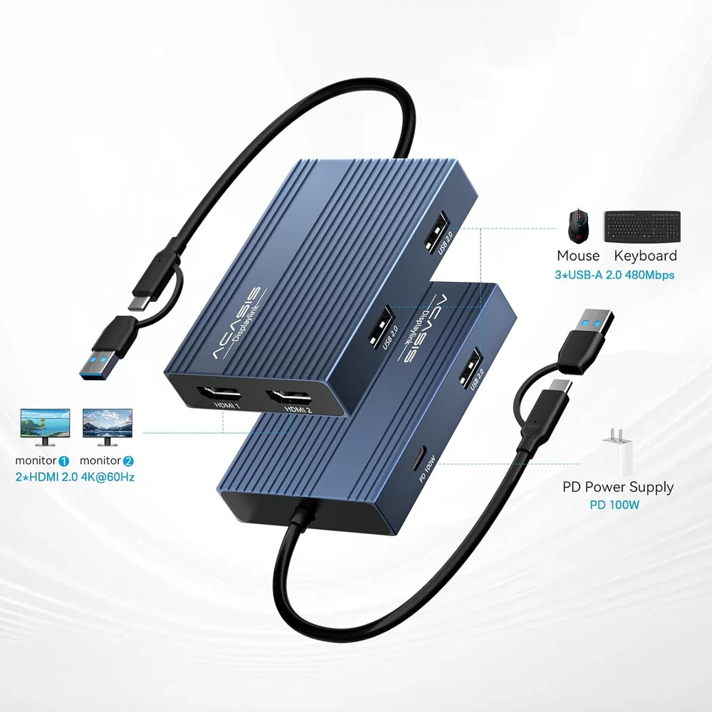 ACASIS – stacja dokująca USB-C – Docking Station Displaylink Dual 4K recenzja i cena