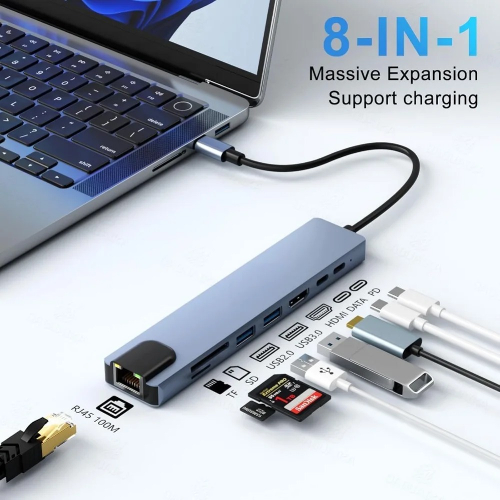 Hub USB C 8/7 w 1 Adapter/rozd – Usb C Hub Sd Card Reader 4K Hdmi recenzja i cena