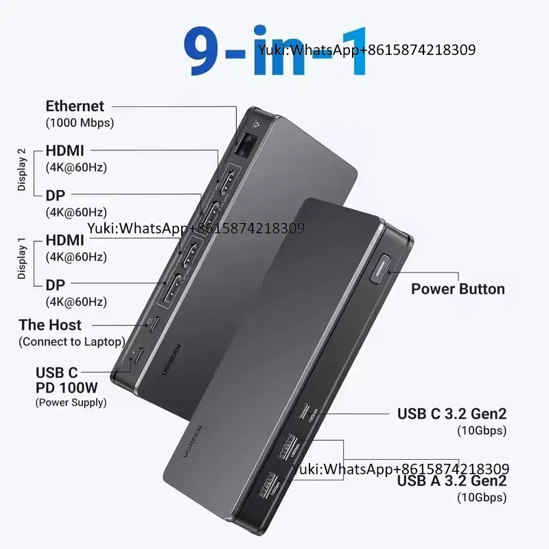 CM615 UGREEN Revodok Pro 209 9 – Docking Station Displaylink Dual 4K recenzja i cena
