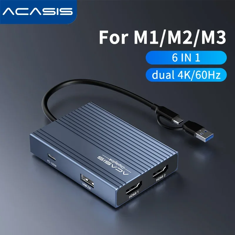 Stacja dokująca Acasis 6-w-1 U – Docking Station Displaylink Dual 4K recenzja i cena