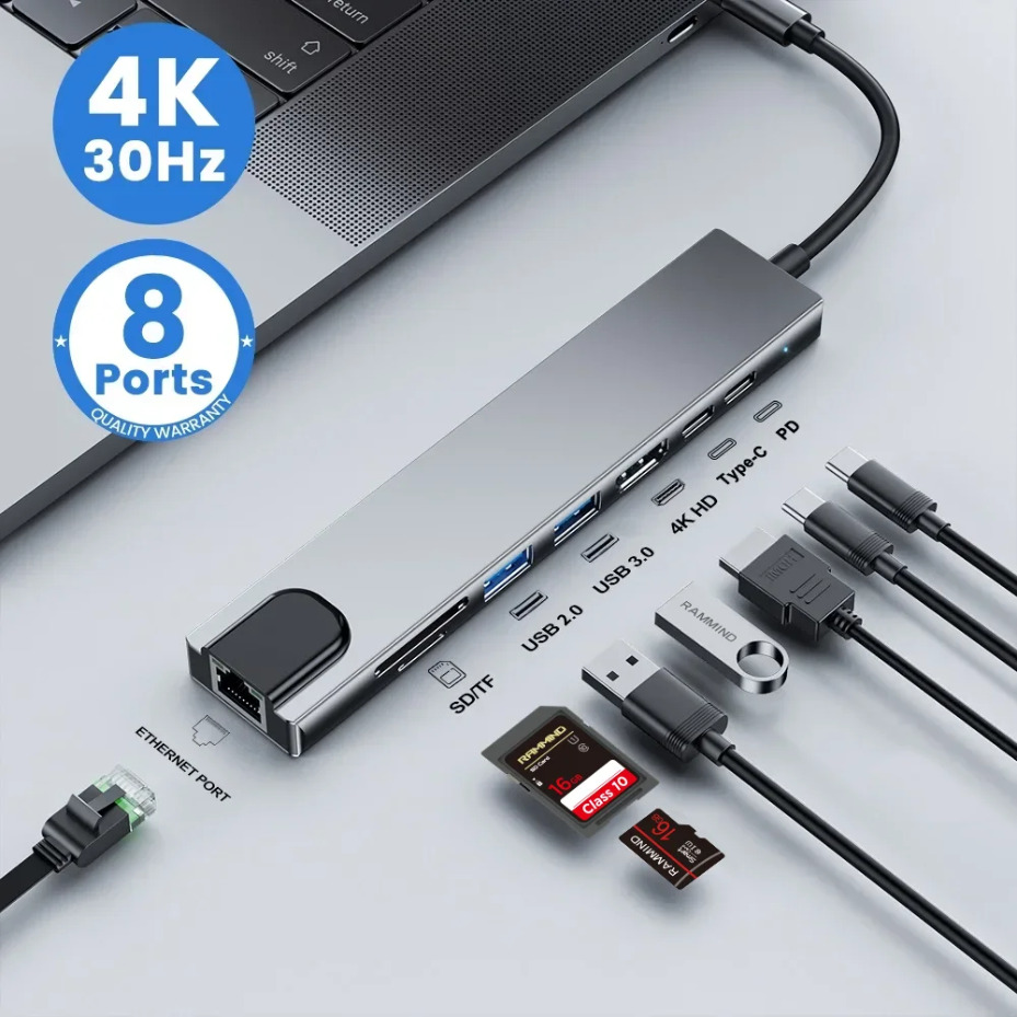 8-w-1 stacja dokująca typu C,  – Usb C Dock Dual Hdmi 4K recenzja i cena