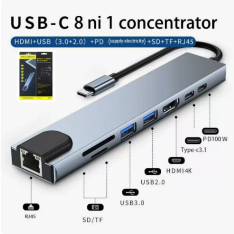 Stacja rozszerzeń 8-w-1 Type-C – Usb C Hub Sd Card Reader 4K Hdmi recenzja i cena